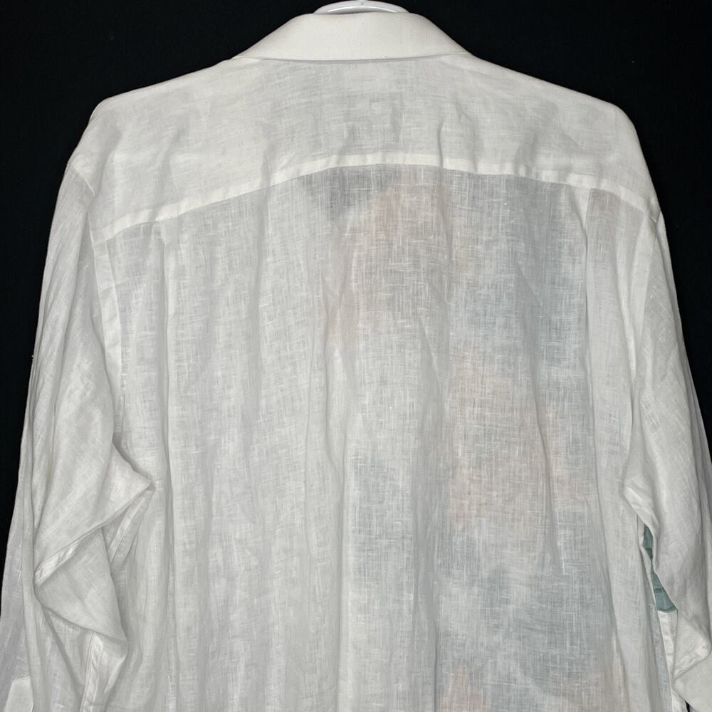 Paul Fredrick Linen Button Shirt Size XXL White Yellow Finest Pure Linen Floral - Picture 7 of 12